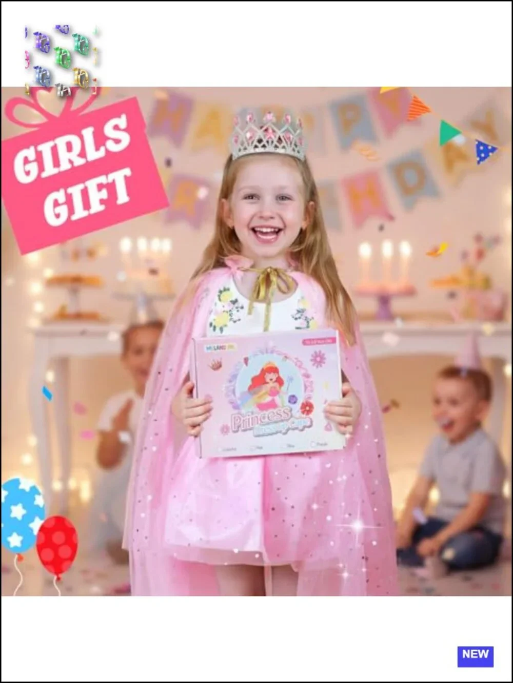 Girls Princess Dress Up Set Cape Tutu Crown Wand Jewelry